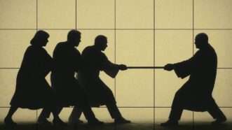 Silhouette judicial figures tugging a rope | Eddie Marshall | ChatGPT